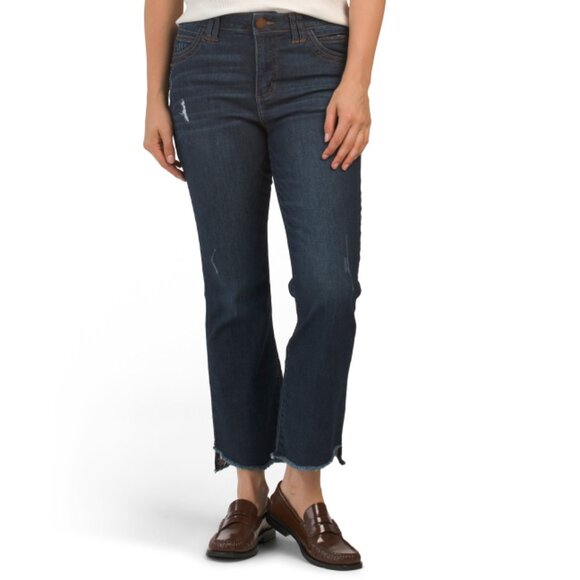 DEMOCRACY Indigo Ab Tech High Rise Cropped Itty Bitty Flare Jeans